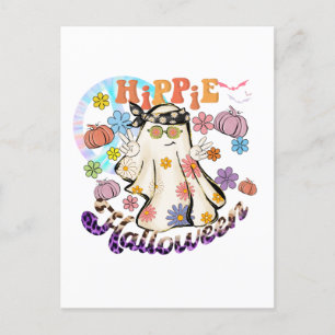 Hippie Halloween Ghost Retro Halloween Briefkaart