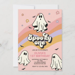 Hippie Halloween Griezelen Eén Verjaardagsuitnodig Kaart