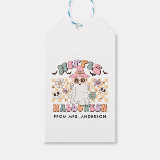 Hippie Halloween Groovy Retro Cadeaulabel (Voorkant)