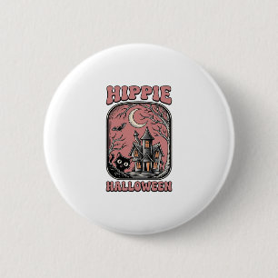 Hippie Halloween Kat Geestenhuis Vintage Design_ Ronde Button 5,7 Cm