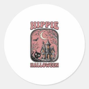 Hippie Halloween Kat Geestenhuis Vintage Design_ Ronde Sticker