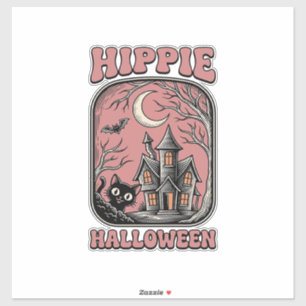 Hippie Halloween Kat Geestenhuis Vintage Design_ Sticker
