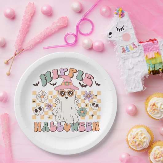 Hippie Halloween Papieren Bordje (Feest)