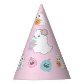 Hippie Halloween Pink Ghost Feesthoedjes (Voorkant)