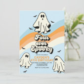 Hippie Halloween Retro Ghost Four ever Spooky Kaart (Staand voorkant)
