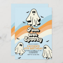 Hippie Halloween Retro Ghost Four ever Spooky Kaart