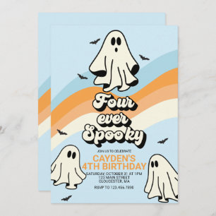 Hippie Halloween Retro Ghost Four ever Spooky Kaart