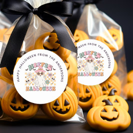 Hippie Halloween Retro Treat Bag Sticker