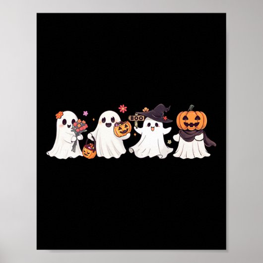 Hippie Halloween Schattigee Ghost Boo Spooky Seizo Poster (Voorkant)