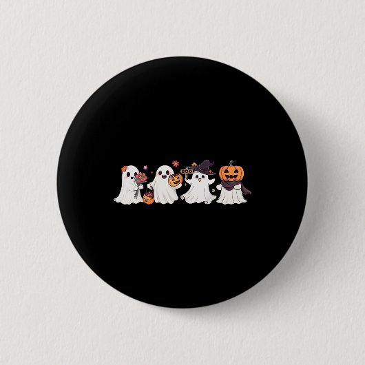 Hippie Halloween Schattigee Ghost Boo Spooky Seizo Ronde Button 5,7 Cm (Voorkant)
