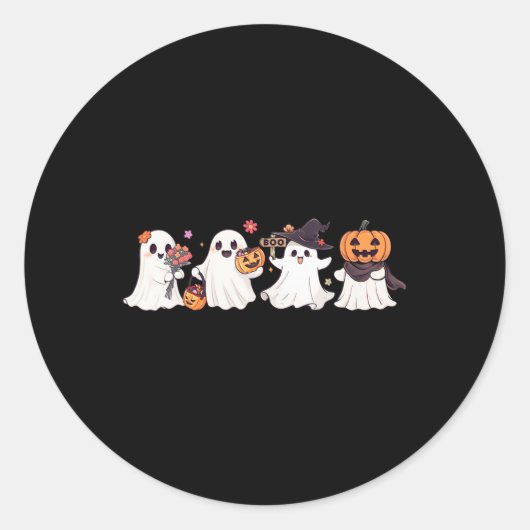 Hippie Halloween Schattigee Ghost Boo Spooky Seizo Ronde Sticker (Voorkant)
