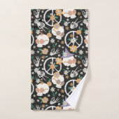 Hippie Halloween schedels en bloemen patroon Bad Handdoek (Handdoek)