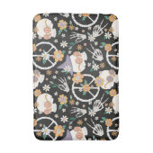 Hippie Halloween schedels en bloemen patroon Badmat (Voorkant Verticaal)