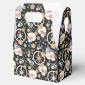 Hippie Halloween schedels en bloemen patroon Bedankdoosjes (Geopend)