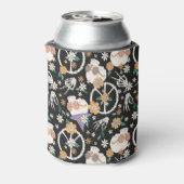 Hippie Halloween schedels en bloemen patroon Blikjeskoeler (Blikje Achterkant)