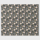 Hippie Halloween schedels en bloemen patroon Cadeaupapier (Vlak)