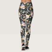 Hippie Halloween schedels en bloemen patroon Leggings (Achterkant)