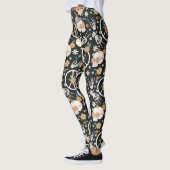 Hippie Halloween schedels en bloemen patroon Leggings (Links)