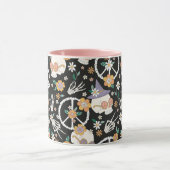 Hippie Halloween schedels en bloemen patroon Mok (Midden)