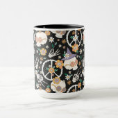 Hippie Halloween schedels en bloemen patroon Mok (Midden)