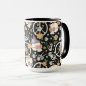 Hippie Halloween schedels en bloemen patroon Mok (Voorkant rechts)