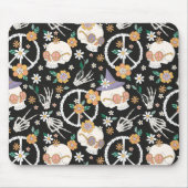 Hippie Halloween schedels en bloemen patroon Muismat (Voorkant)