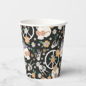 Hippie Halloween schedels en bloemen patroon Papieren Bekers (Achterkant)