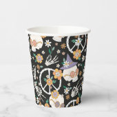 Hippie Halloween schedels en bloemen patroon Papieren Bekers (Links)