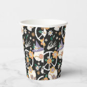 Hippie Halloween schedels en bloemen patroon Papieren Bekers (Rechts)