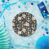 Hippie Halloween schedels en bloemen patroon Papieren Bordje (Feest)