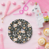 Hippie Halloween schedels en bloemen patroon Papieren Bordje (Feest)