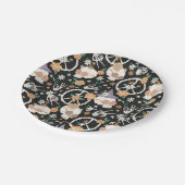 Hippie Halloween schedels en bloemen patroon Papieren Bordje (Gekanteld)