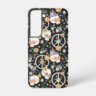 Hippie Halloween schedels en bloemen patroon Samsung Galaxy Hoesje
