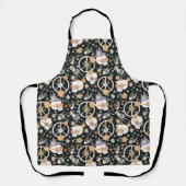 Hippie Halloween schedels en bloemen patroon Schort (Voorkant)