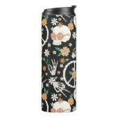 Hippie Halloween schedels en bloemen patroon Thermosbeker (Gedraaid links)