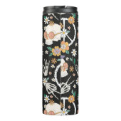 Hippie Halloween schedels en bloemen patroon Thermosbeker (Achterkant)