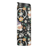 Hippie Halloween schedels en bloemen patroon Thermosbeker (Geroteerd rechts)