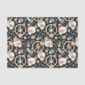 Hippie Halloween schedels en bloemen patroon Tissuepapier (Voorkant)