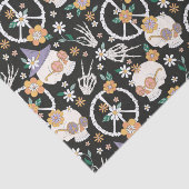 Hippie Halloween schedels en bloemen patroon Tissuepapier (Detail)