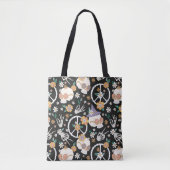 Hippie Halloween schedels en bloemen patroon Tote Bag (Voorkant)