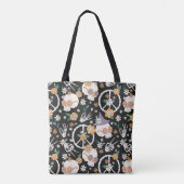 Hippie Halloween schedels en bloemen patroon Tote Bag (Achterkant)