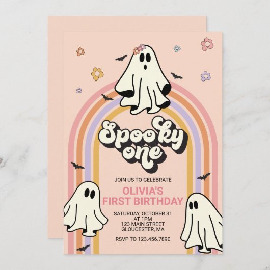 Hippie Halloween Spooky ONE Verjaardag Kaart (Voorkant / Achterkant)