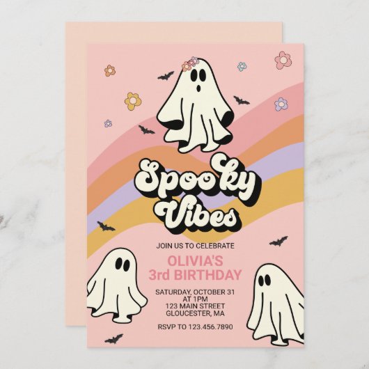 Hippie Halloween Spooky VIBES Uitnodiging voor ver (Voorkant / Achterkant)