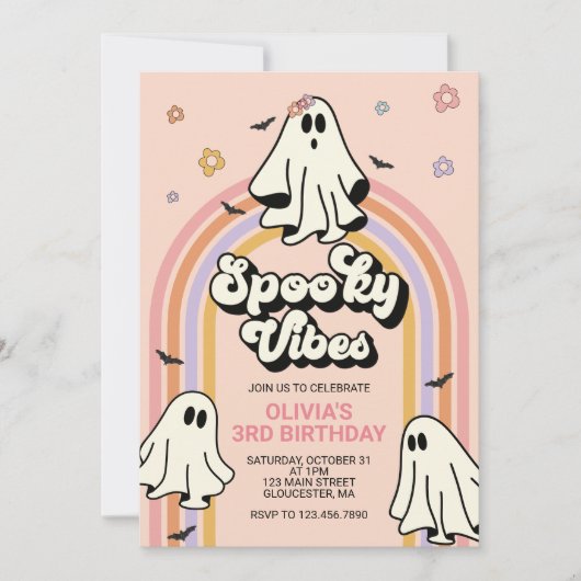 Hippie Halloween Spooky Vibes Verjaardag Kaart (Voorkant)