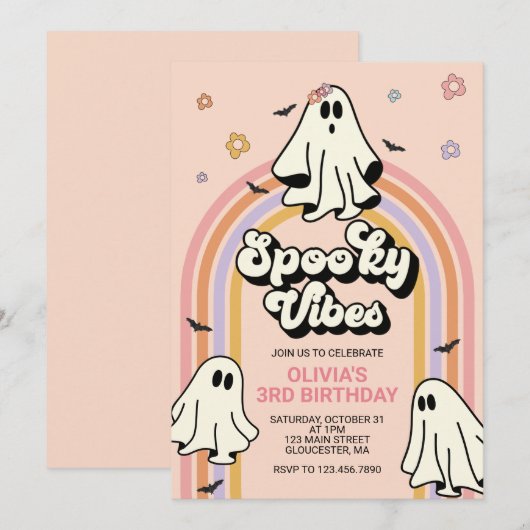 Hippie Halloween Spooky Vibes Verjaardag Kaart (Voorkant / Achterkant)