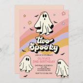 Hippie Halloween Two Spooky Birthday Invitation Kaart (Voorkant / Achterkant)