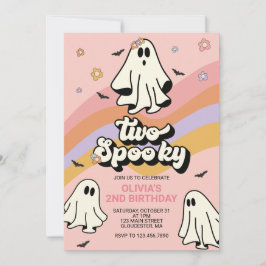 Hippie Halloween Two Spooky Birthday Invitation Kaart