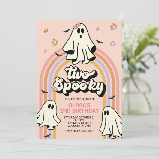 Hippie Halloween Two Spooky Birthday Kaart (Staand voorkant)