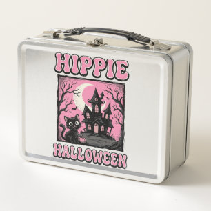 Hippie Halloween Vintage Heksenhuis Kat T-shirt_1