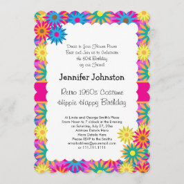 Hippie Happy 1960s Retro Thema Flower Power Party Kaart